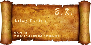 Balog Karina névjegykártya