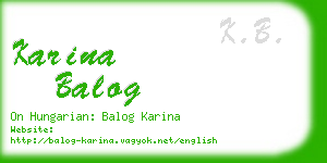 karina balog business card